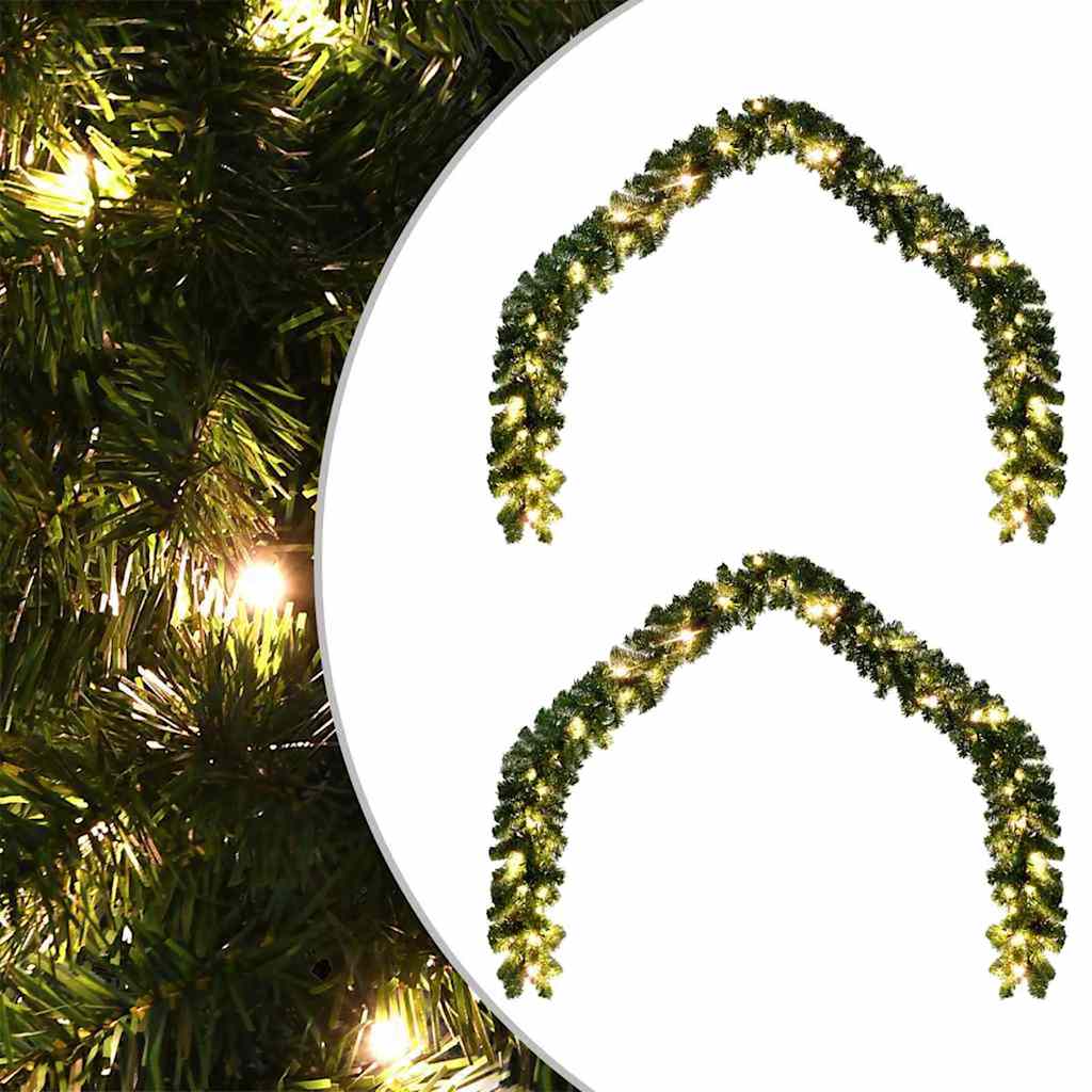 Christmas Garland with 600 LEDs 2 pcs Green PVC